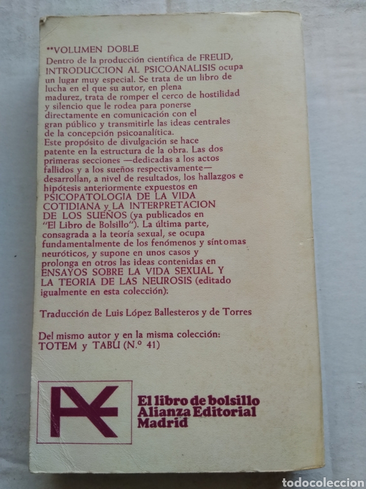 Libros de segunda mano: INTRODUCCI&Oacute;N AL PSICOANALISIS/SIGMUND FREUD - Foto 3