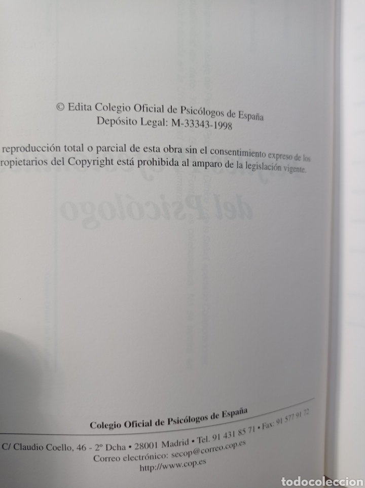 Libros de segunda mano: PERFILES PROFESIONALES DEL PSIC&Oacute;LOGO. 1998 - Foto 3