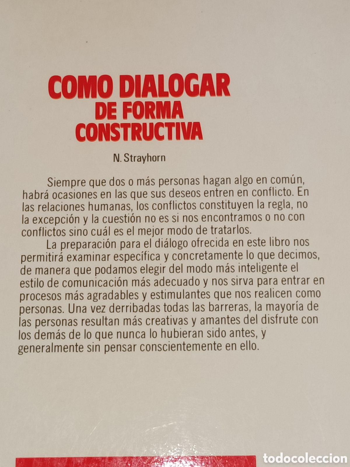 Libros de segunda mano: C&oacute;mo dialogar de forma constructiva. N. Strayhorn. Deusto - Foto 2