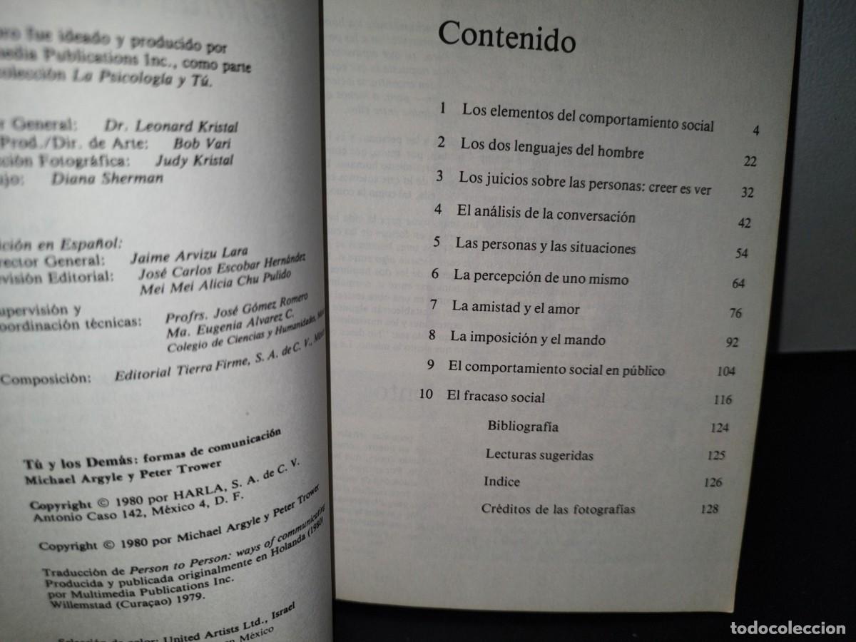 Libros de segunda mano: 44- T&Uacute; Y LOS DEM&Aacute;S. FORMAS DE COMUNICACI&Oacute;N - MICHAEL ARGYLE - Foto 3