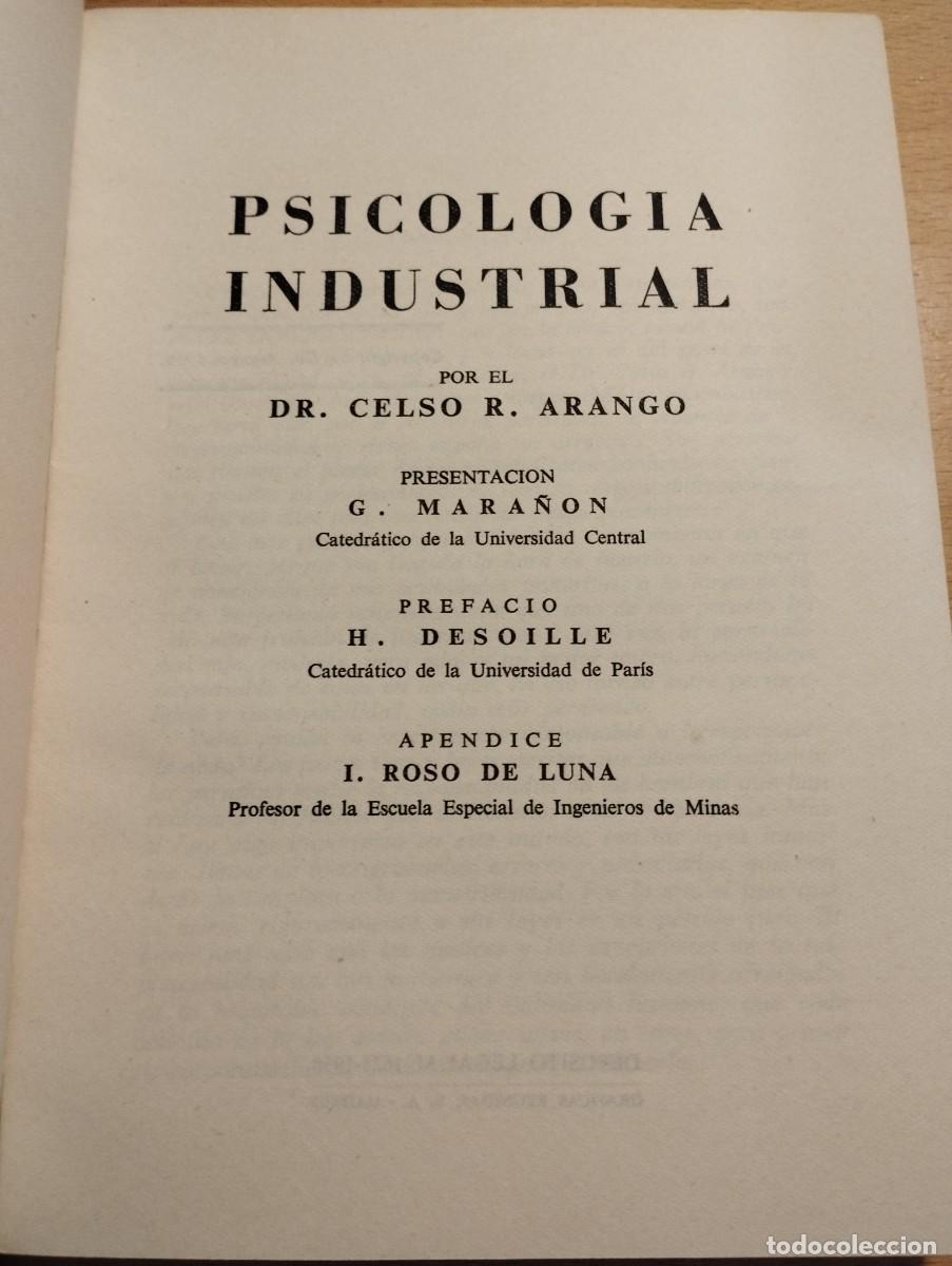 Libros de segunda mano: PSICOLOG&Iacute;A INDUSTRIAL (DR. CELSO R. ARANGO) - Foto 2