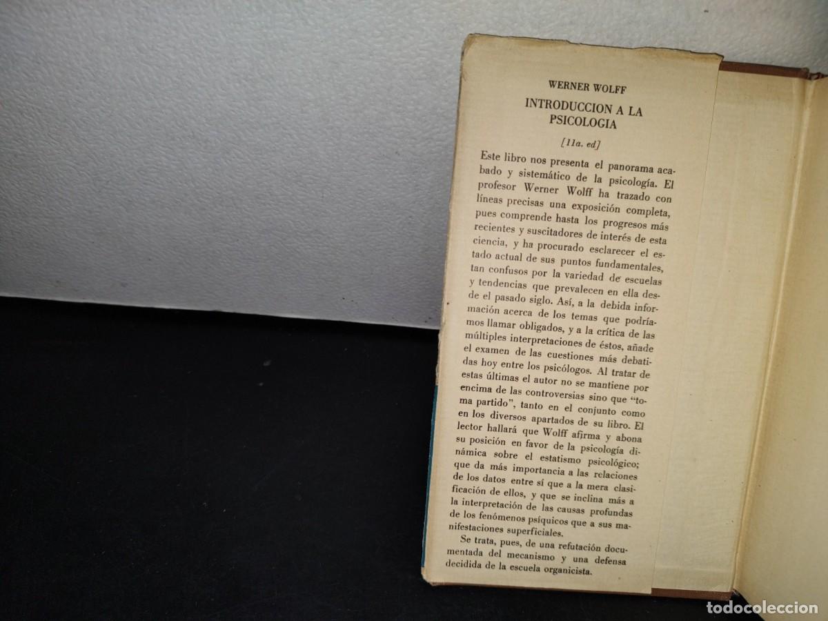 Libros de segunda mano: 55- INTRODUCCI&Oacute;N A LA PSICOLOG&Iacute;A - WERNER WOLFF - Foto 3