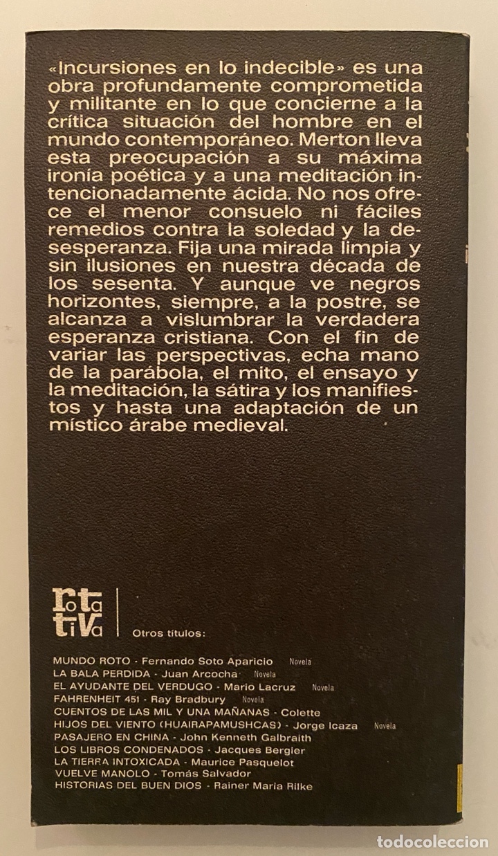 Libros de segunda mano: Incursiones en lo indecible - MERTON, Thomas - Foto 2