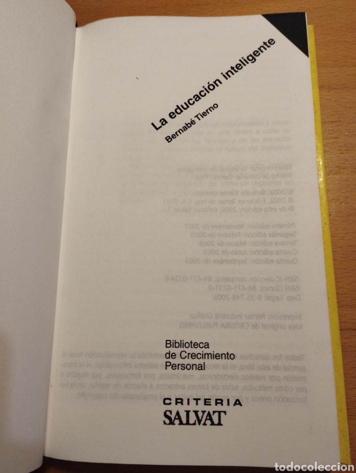 Libros de segunda mano: LA EDUCACI&Oacute;N INTELIGENTE (BERNAB&Eacute; TIERNO) - Foto 2