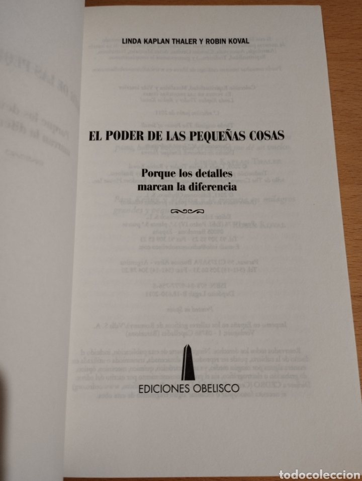 Libros de segunda mano: EL PODER DE LAS PEQUE&Ntilde;AS COSAS (LINDA KAPLAN THALER / ROBIN KOVAL) - Foto 2