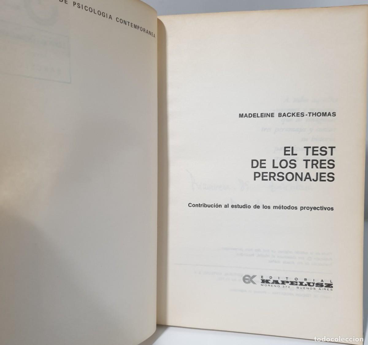 Libros de segunda mano: EL TEST DE LOS TRES PERSONAJES - M. BACKES - THOMAS - Foto 5