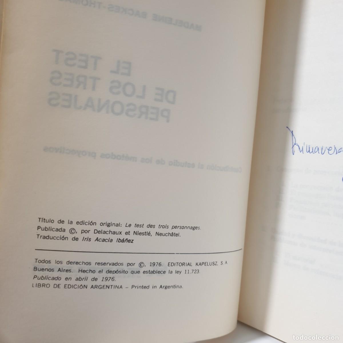 Libros de segunda mano: EL TEST DE LOS TRES PERSONAJES - M. BACKES - THOMAS - Foto 6