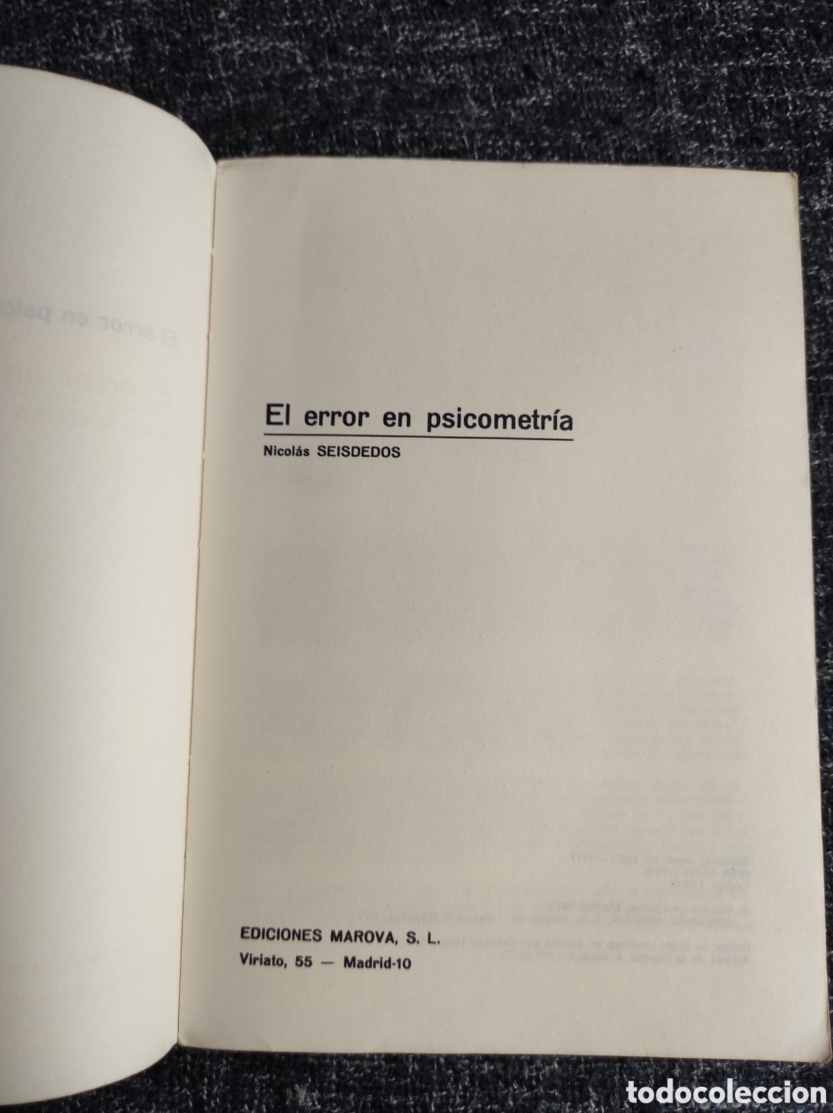 Libros de segunda mano: EL ERROR EN PSICOMETR&Iacute;A / NICOL&Aacute;S SEISDEDOS - Foto 2