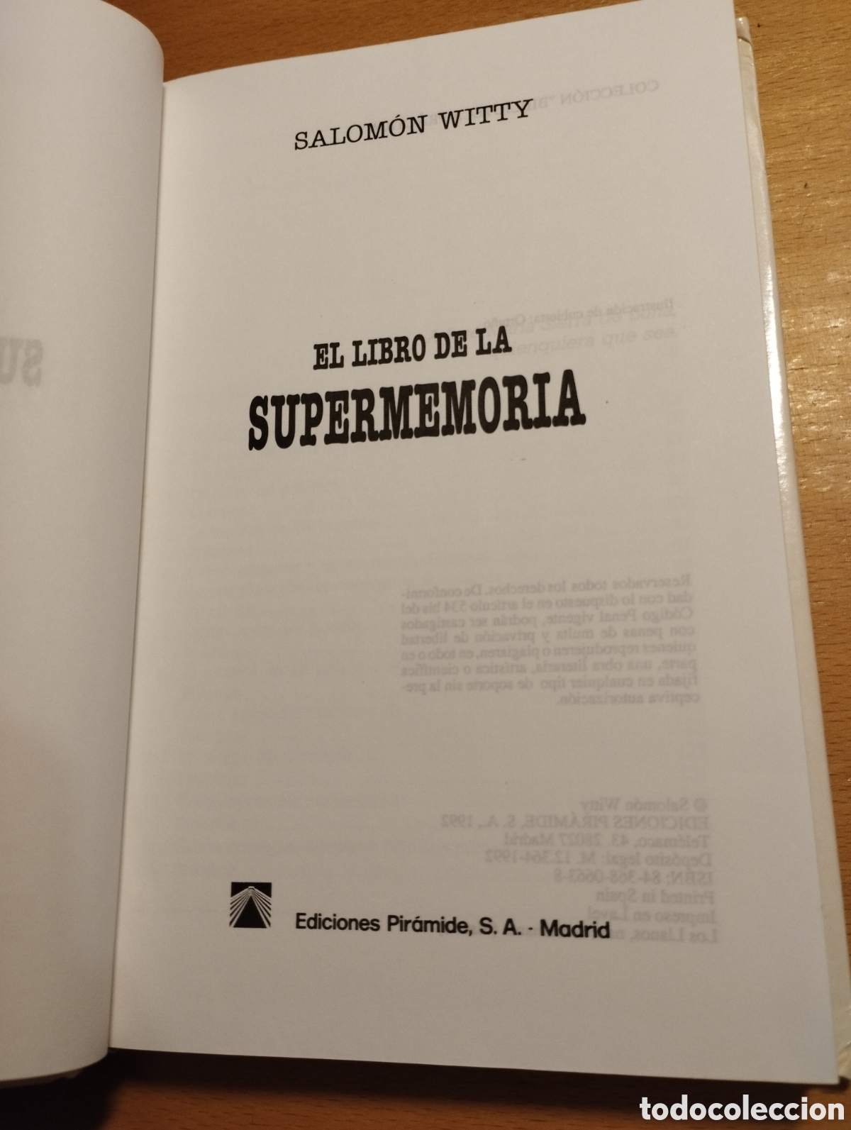 Libros de segunda mano: EL LIBRO DE LA SUPERMEMORIA (SALOM&Oacute;N WITTY) - Foto 2