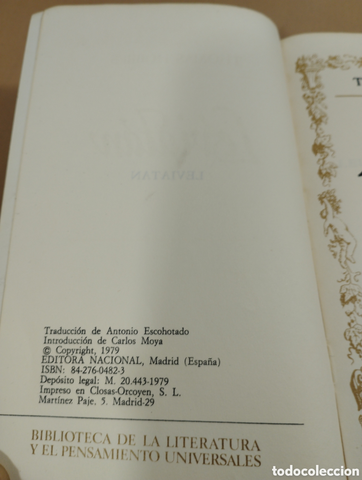 Libros de segunda mano: Leviat&aacute;n. Thomas Hobbes. Editora nacional - Foto 4