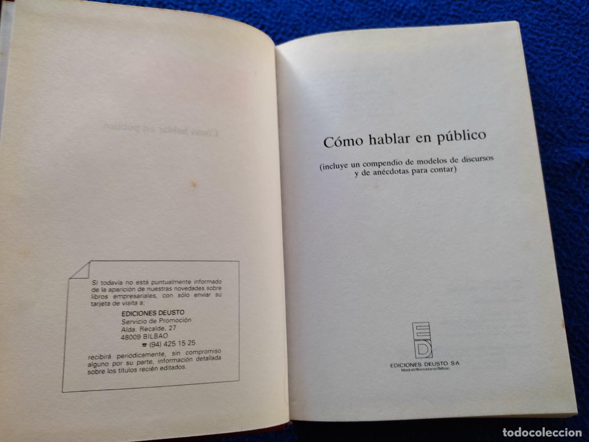Libros de segunda mano: Como Hablar en P&uacute;blico Ediciones Deusto 1993 - Foto 3