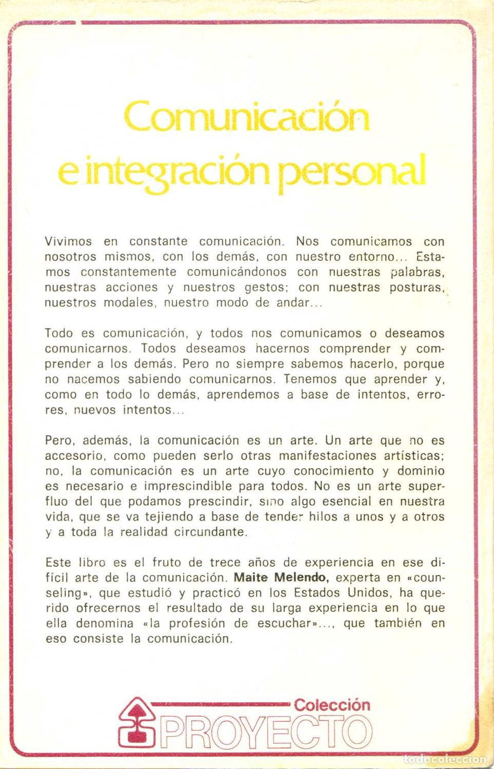 Libros de segunda mano: Comunicacion e integracion personal - Melendo, Maite - Foto 2