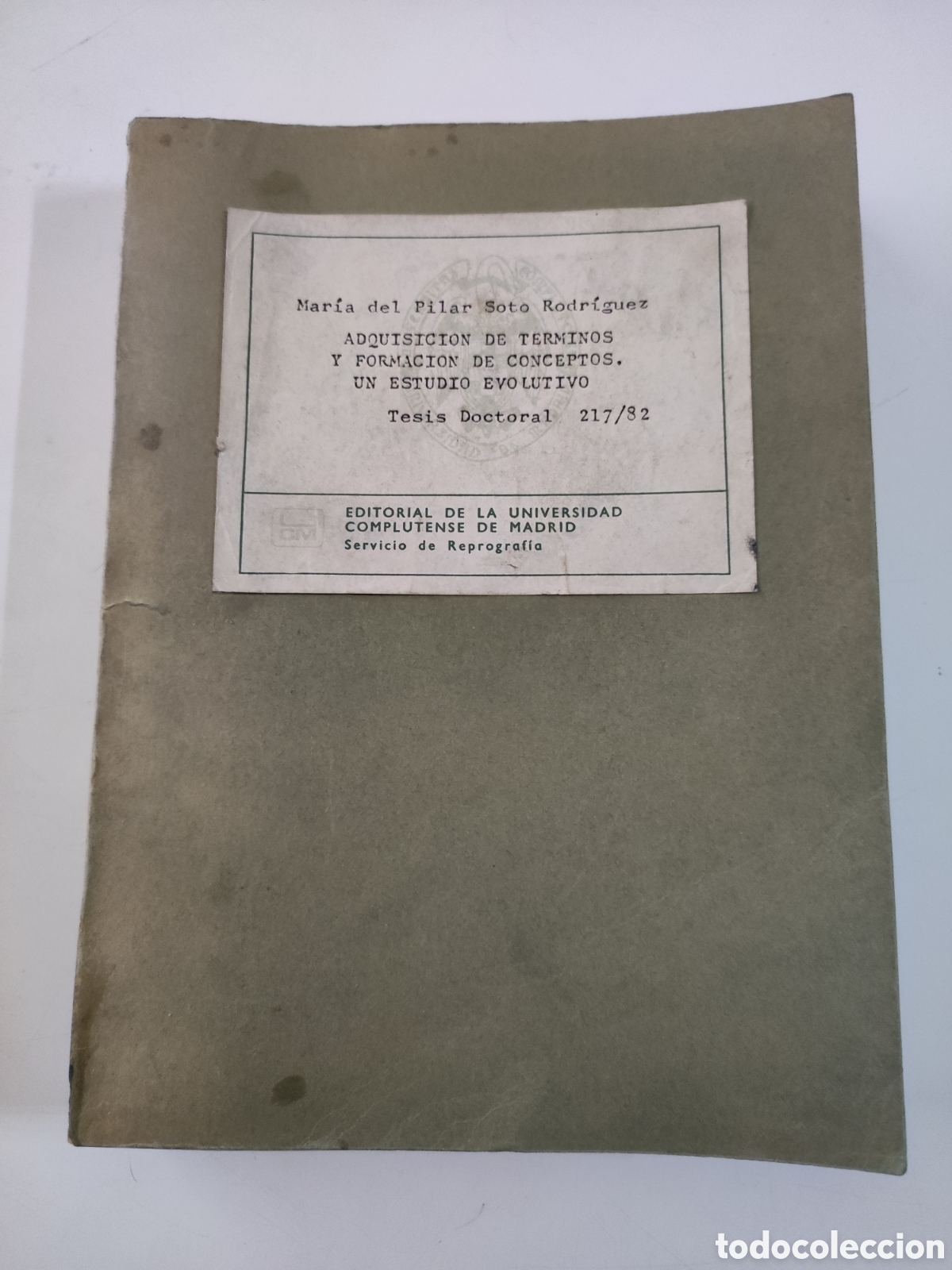 Libros de segunda mano: Adquisicion de terminos y formacion de conceptos .Un estudio evolutivo.- M del P Soto Rodriguez