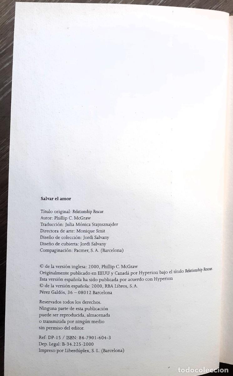Libros de segunda mano: SALVAR EL AMOR. Phillip McGraw. INTEGRAL - Foto 4