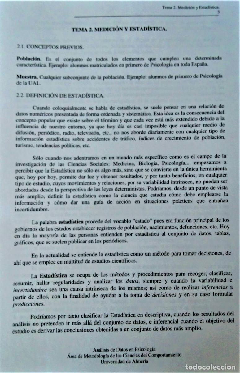 Libros de segunda mano: AN&Aacute;LISIS DE DATOS EN PSICOLOG&Iacute;A - UAL - Foto 3