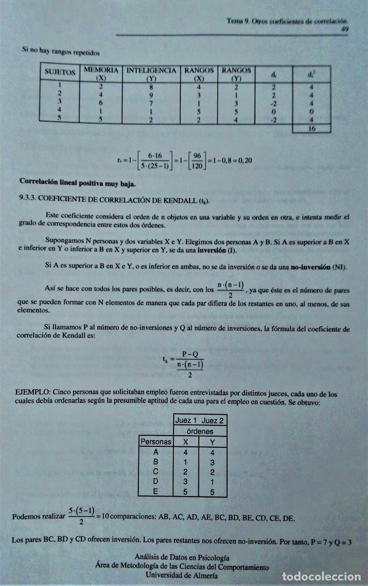 Libros de segunda mano: AN&Aacute;LISIS DE DATOS EN PSICOLOG&Iacute;A - UAL - Foto 5