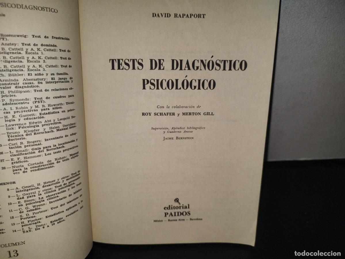 Libros de segunda mano: 132- TESTS DE DIAGN&Oacute;STICO PSICOL&Oacute;GICO - DAVID RAPAPORT - Foto 4