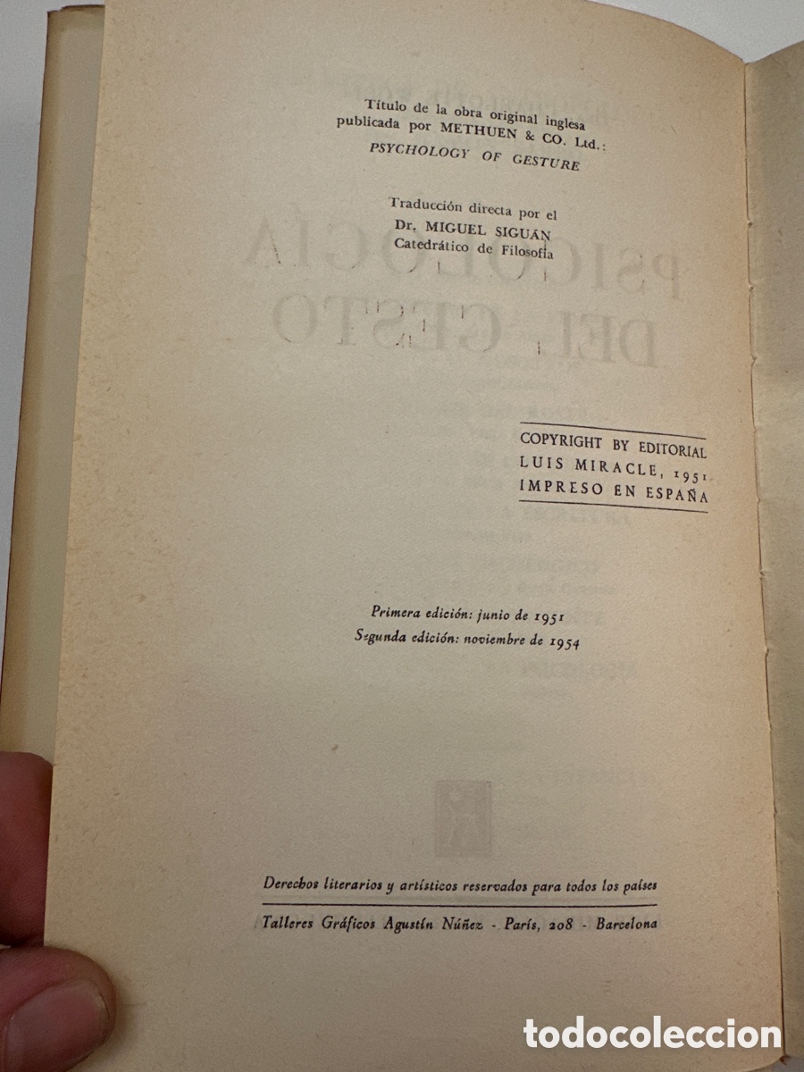Libros de segunda mano: PSICOLOG&Iacute;A DEL GESTO / CHARLOTTE WOLFF - Foto 4