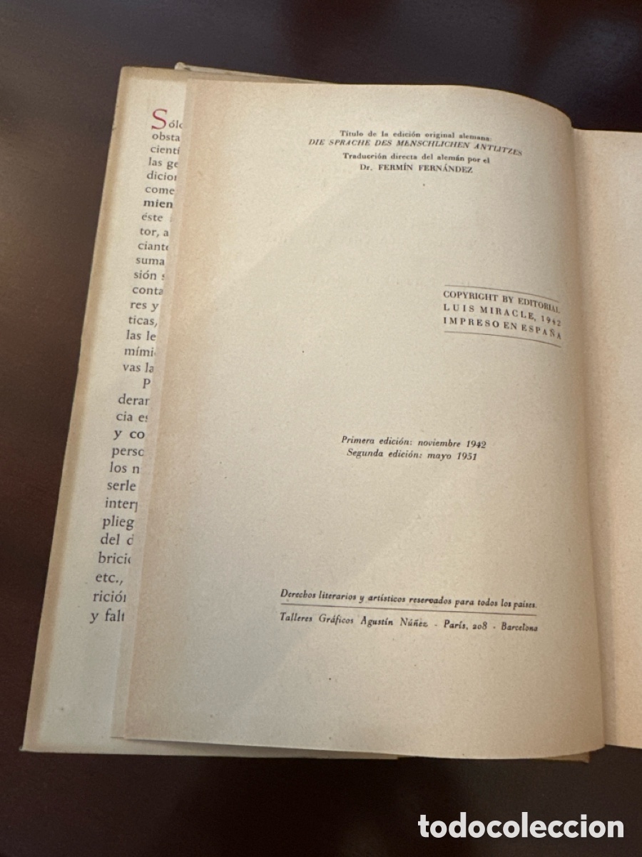 Libros de segunda mano: FRITZ LANGE : EL LENGUAJE DEL ROSTRO (MIRACLE, 1951) - Foto 5