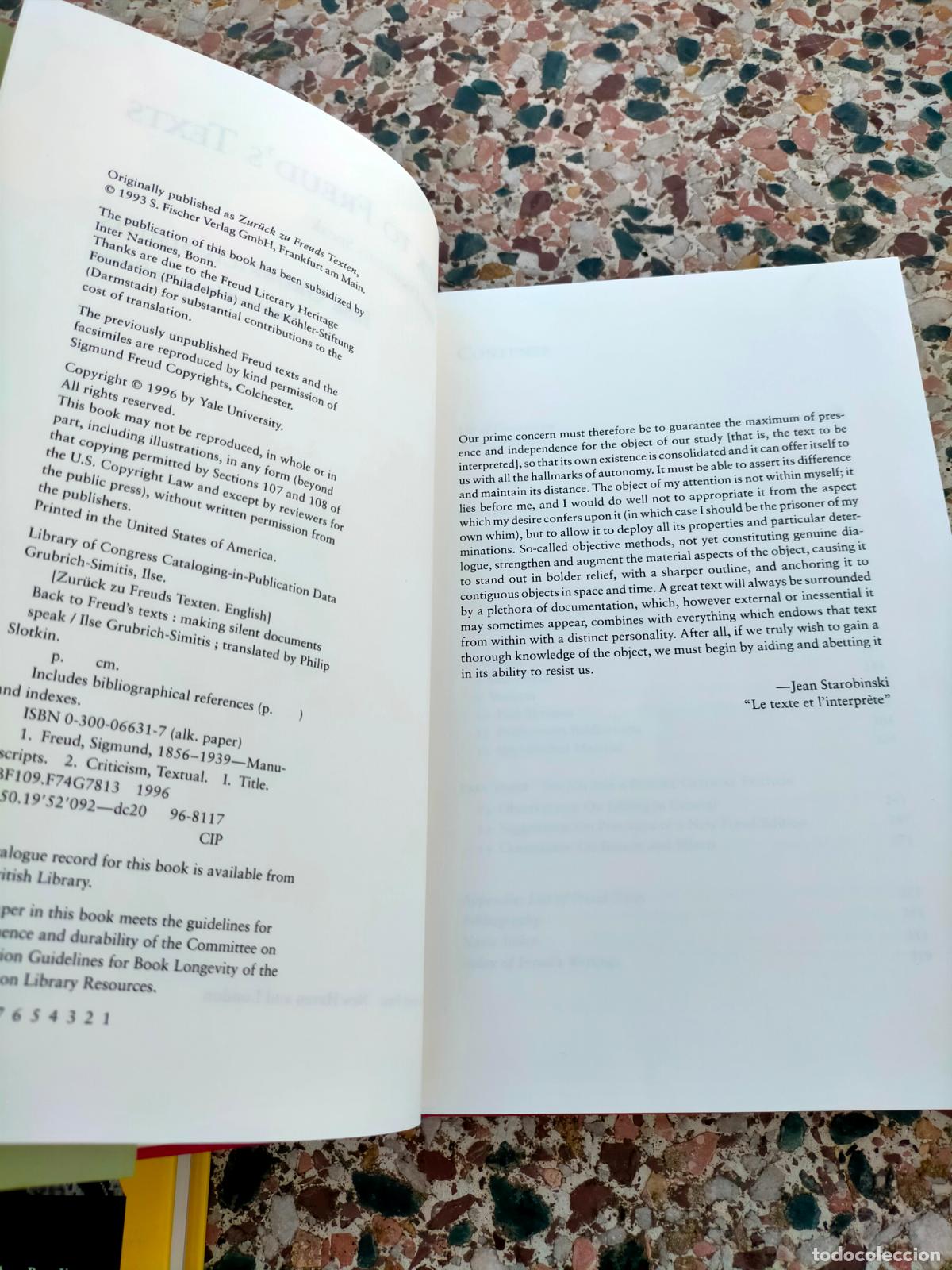 Libros de segunda mano: Ilse Grubrich-Simitis Back to Freuds Texts Making silent documents speak - Foto 3