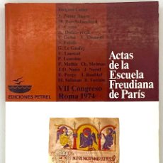 Libros de segunda mano: ACTAS DE LA ESCUELA FREUDIANA DE PARÍS.