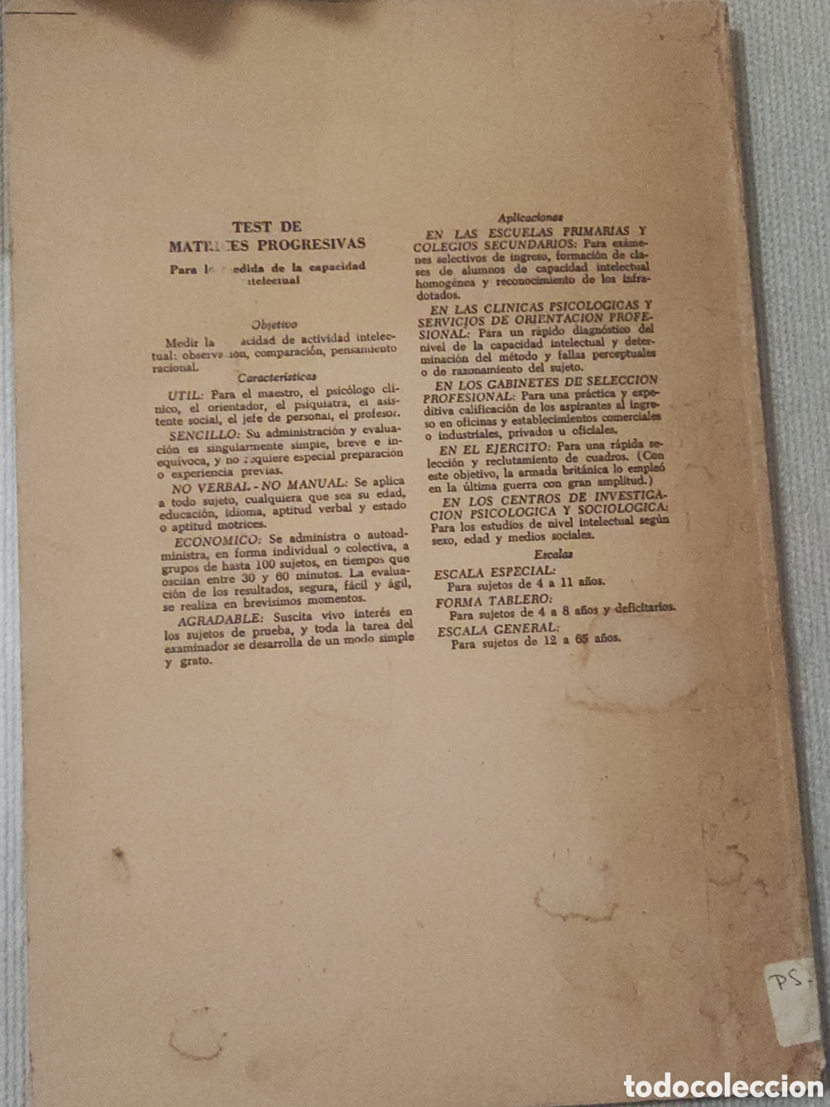 Libros de segunda mano: Test de Matrices Progresivas. Escala Especial Manual. - Foto 9