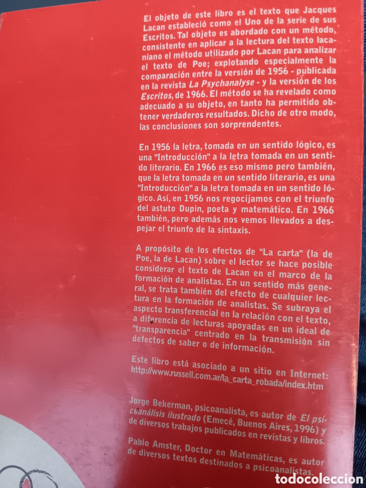 Libros de segunda mano: Jorge Bekerman-P. Amster. La carta robada y su introducci&oacute;n - Foto 2