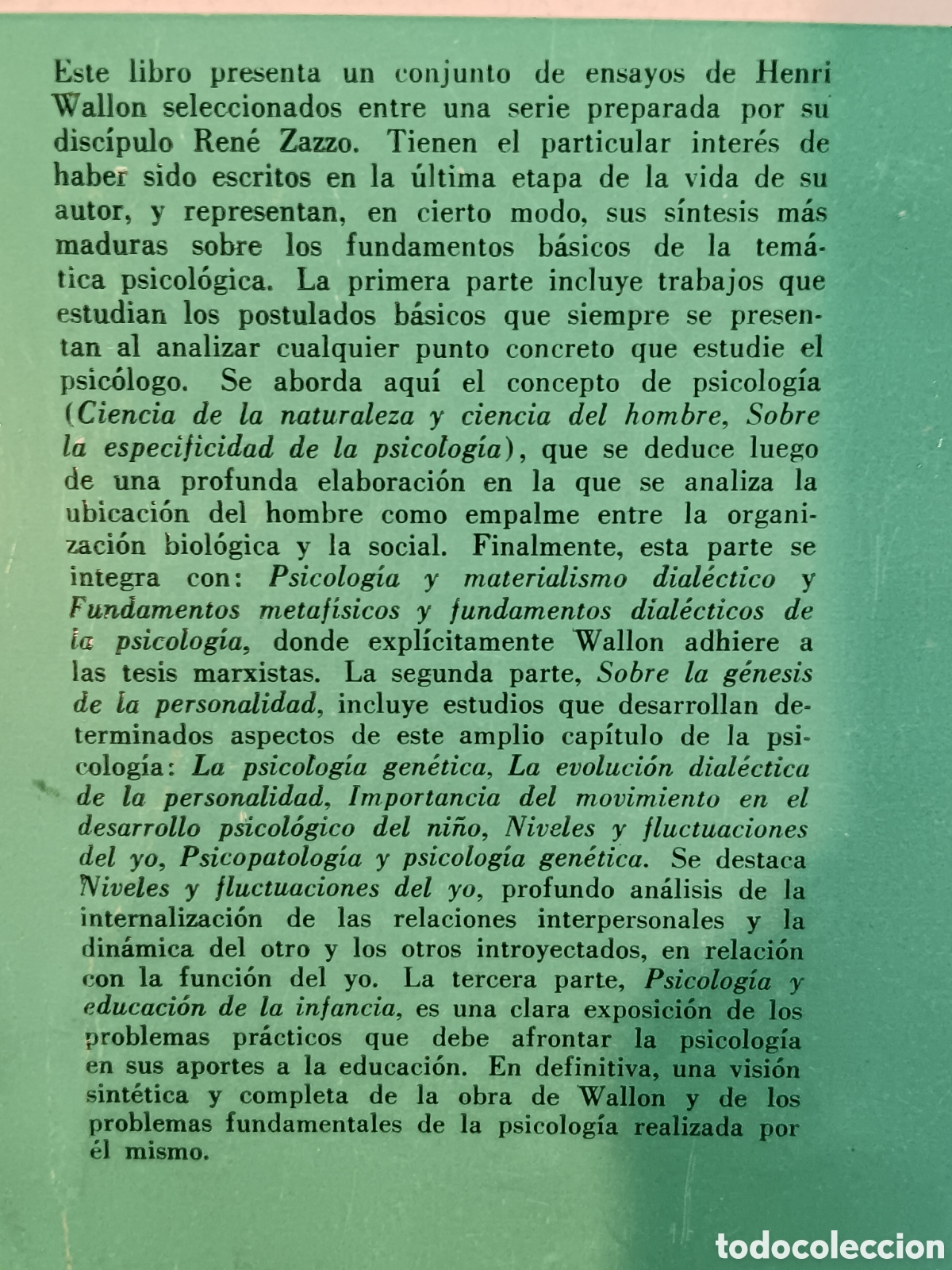 Libros de segunda mano: Henri Wallon. Fundamentos dial&eacute;cticos de la psicolog&iacute;a - Foto 2