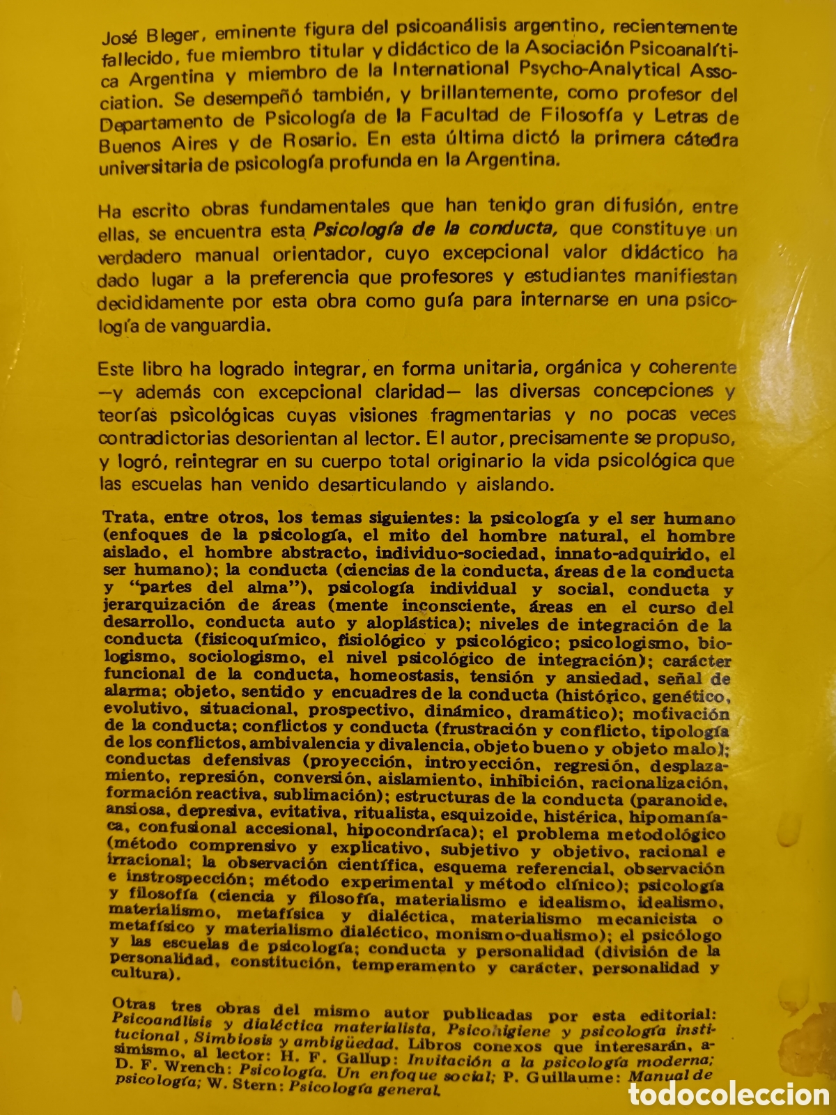 Libros de segunda mano: Jos&eacute; Bleger. Psicolog&iacute;a de la conducta. - Foto 2