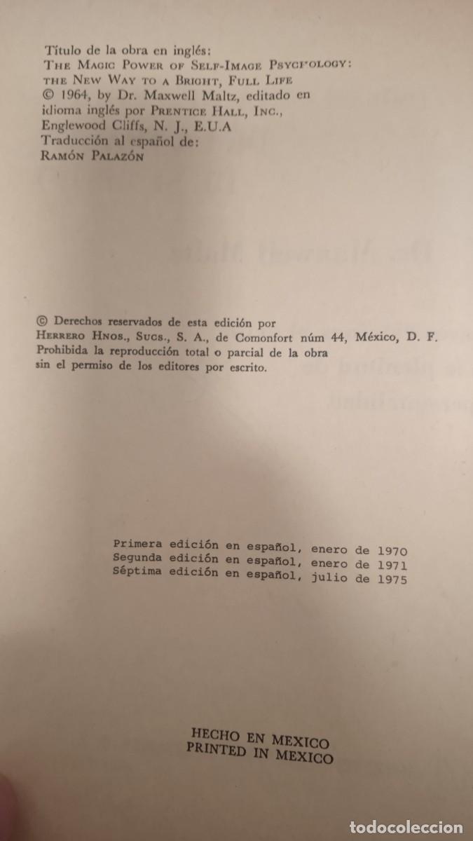 Libros de segunda mano: Psicolog&iacute;a del poder de la imagen de si mismo. - Foto 3