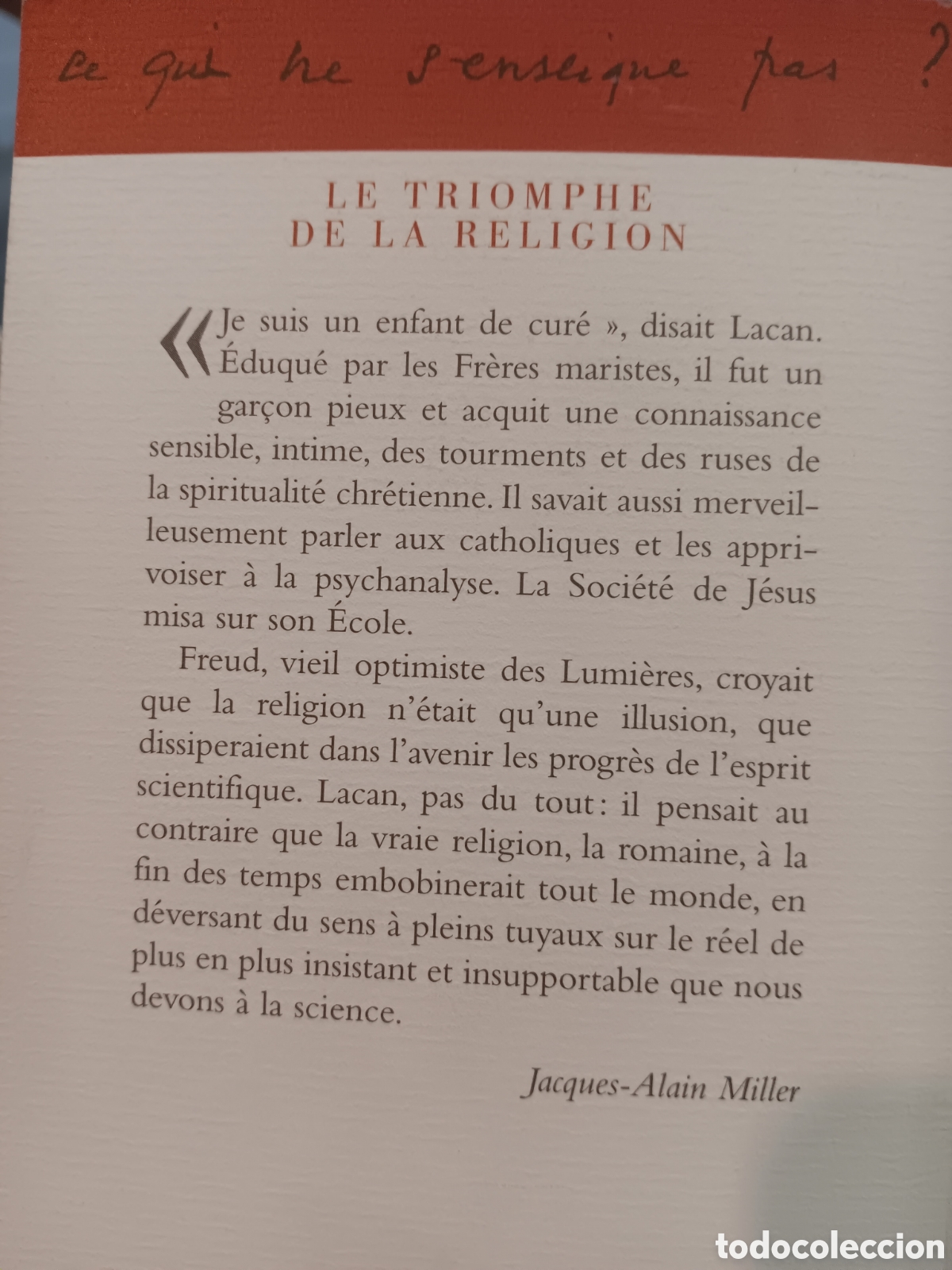 Libros de segunda mano: Jacques Lacan. Le triomphe de la religion - Foto 2