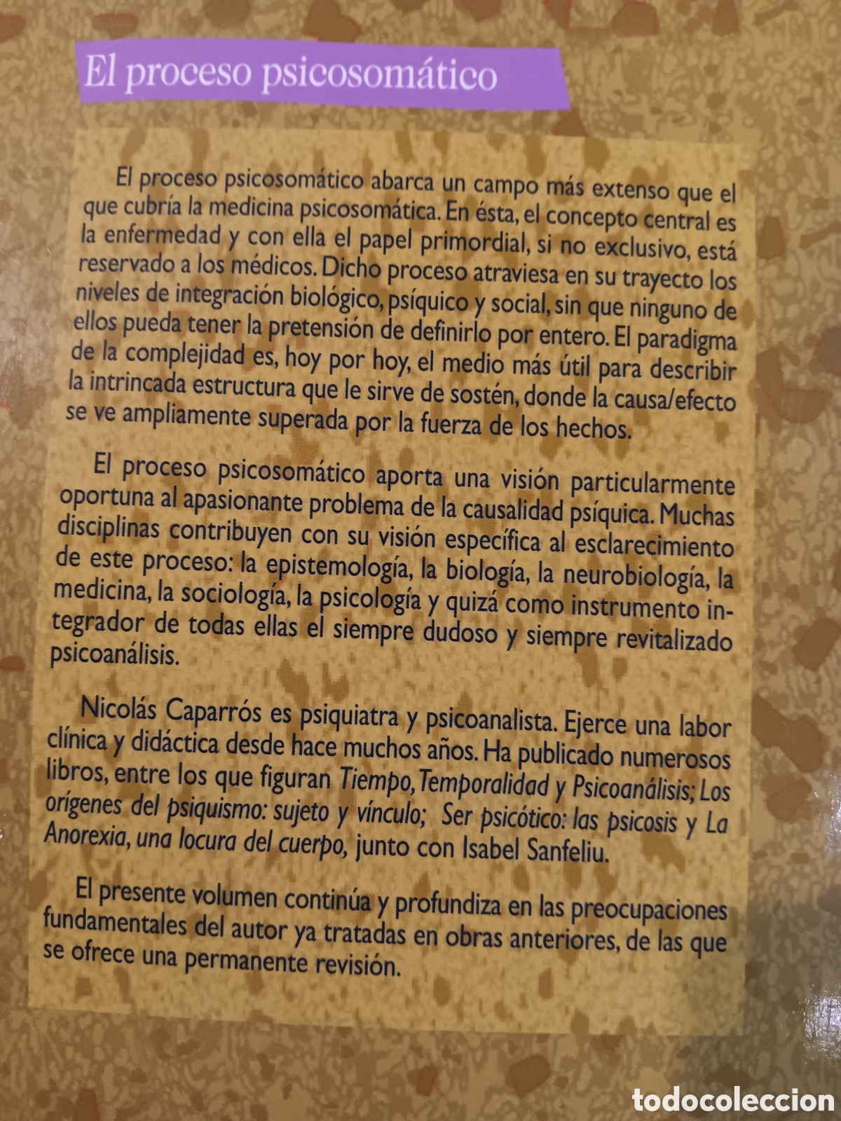 Libros de segunda mano: Nicol&aacute;s Caparr&oacute;s. El proceso psicosom&aacute;tico - Foto 2