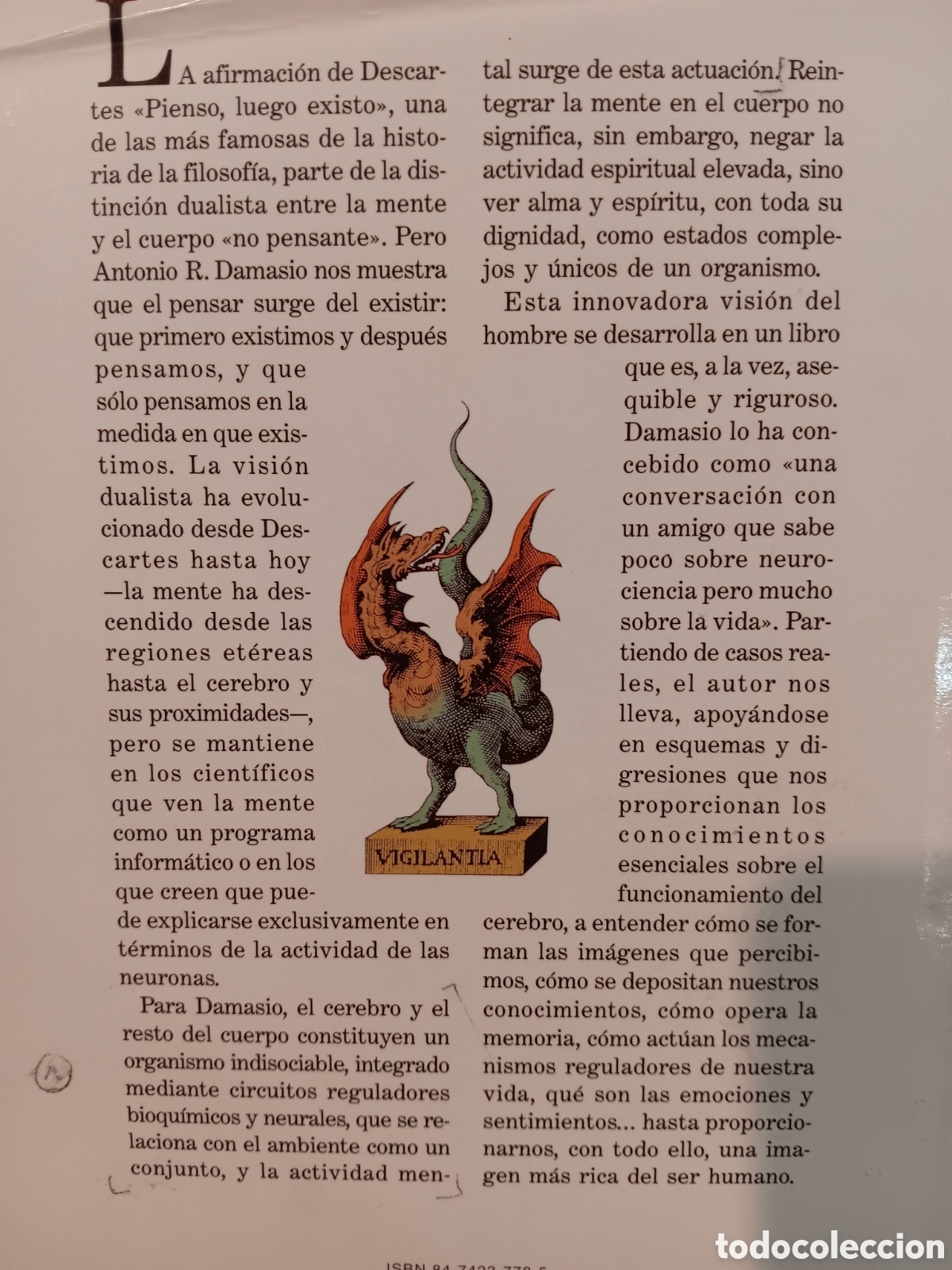 Libros de segunda mano: Antonio Damasio. El error de Descartes - Foto 2