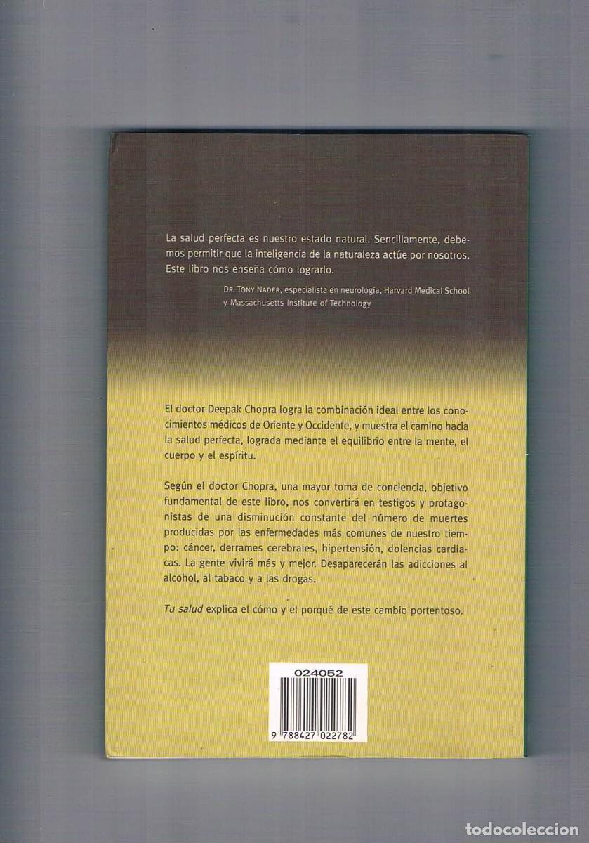Libros de segunda mano: Tu salud Deepak Chopra martinez roca 1999 - Foto 2