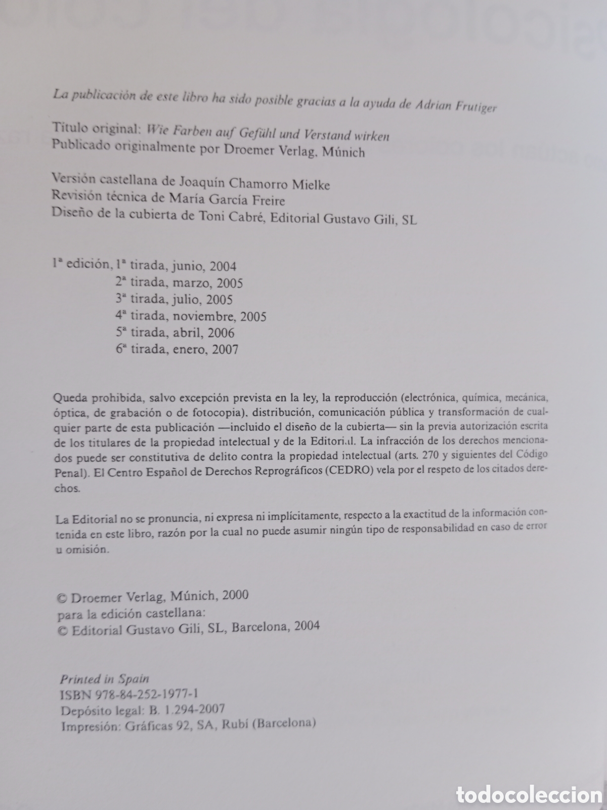 Libros de segunda mano: PSICOLOG&Iacute;A DEL COLOR, EVA HELLER - Foto 6