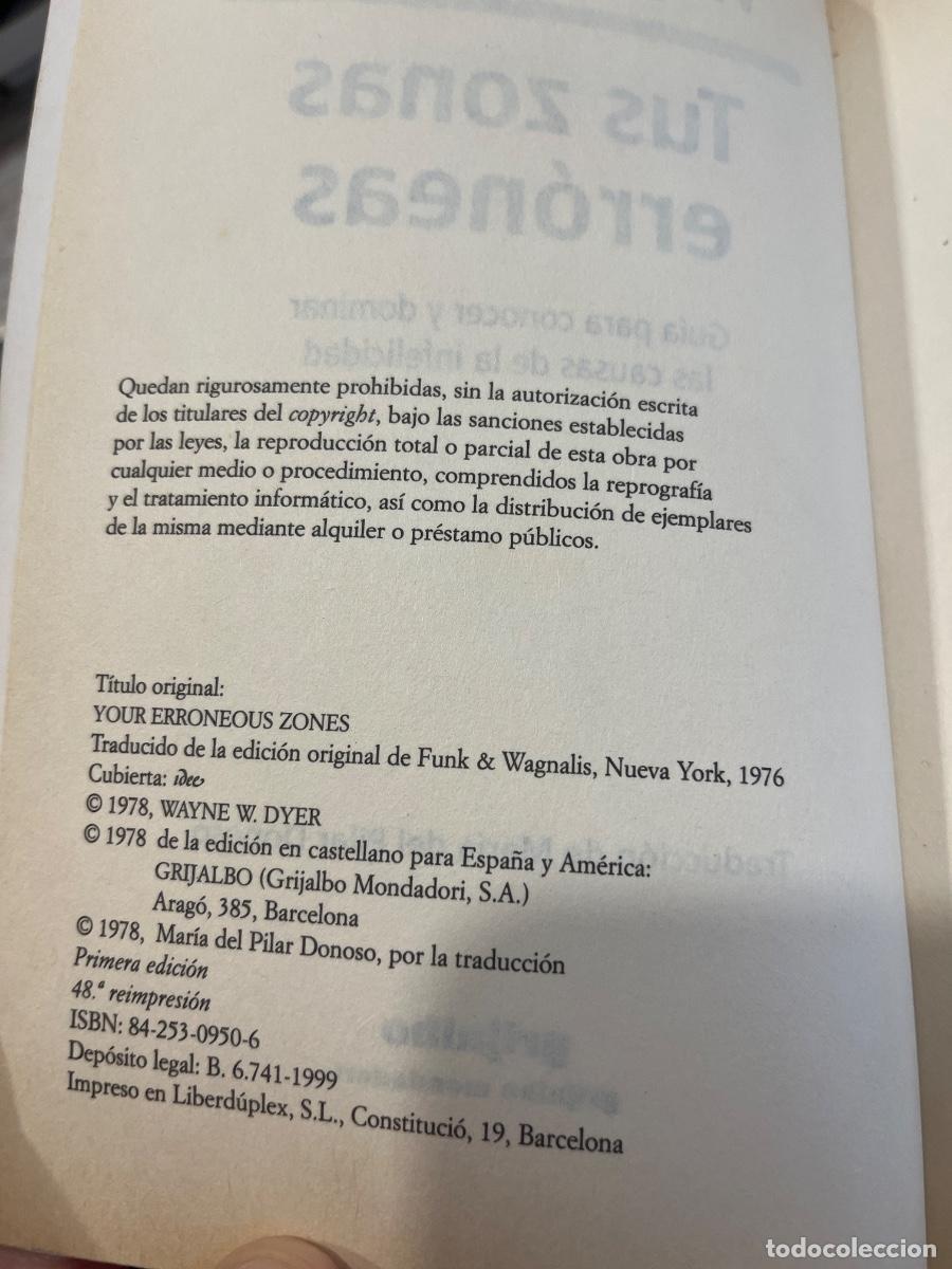 Libros de segunda mano: Tus zonas err&oacute;neas | Wayne Dyer | 1978 | Libro - Foto 3