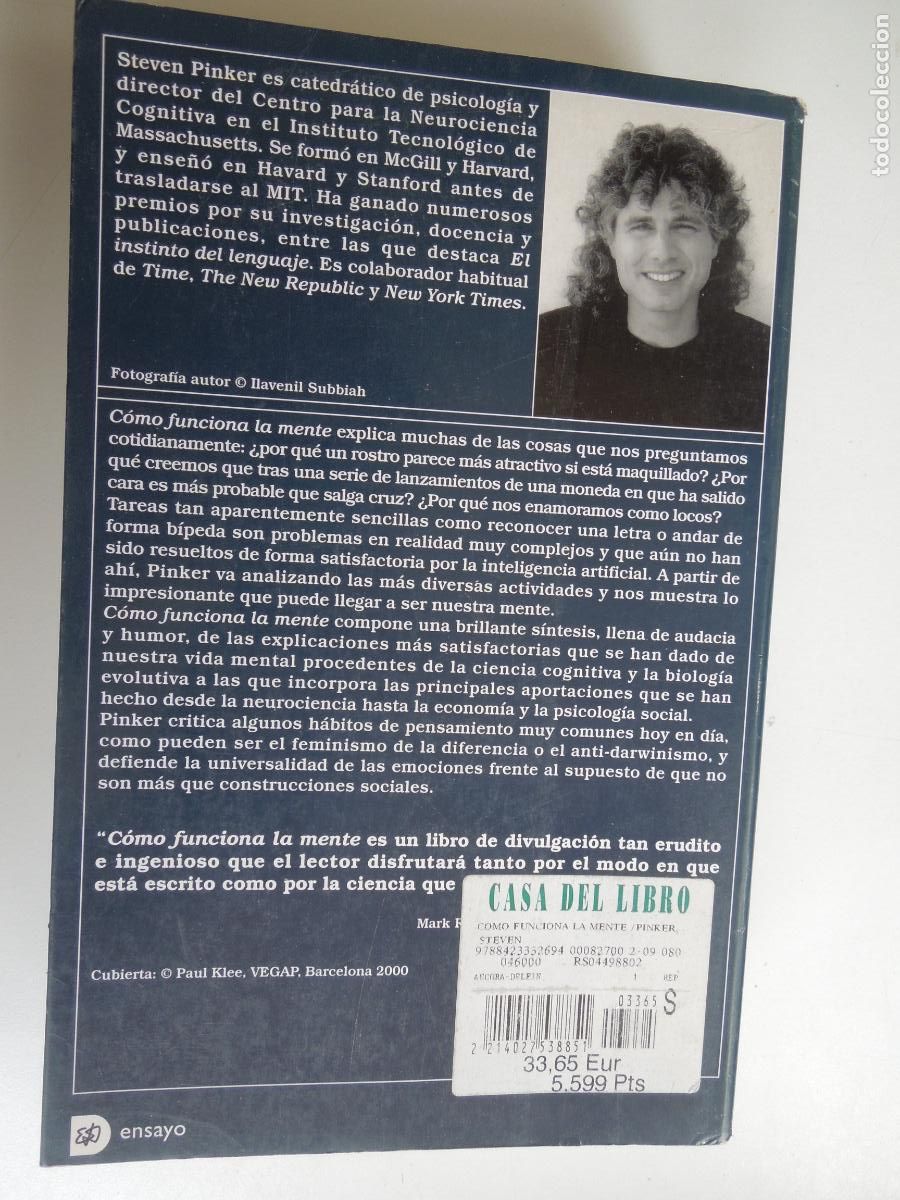 Libros de segunda mano: COMO FUNCIONA LA MENTE - STEVEN PINKER - DESTINO 2000 - Foto 7