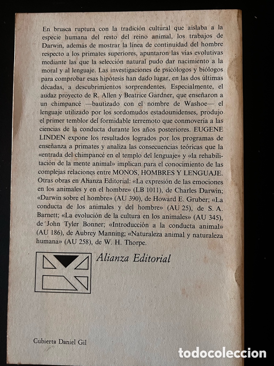 Libros de segunda mano: Monos, hombres y lenguaje. Eugene Linden. - Foto 2