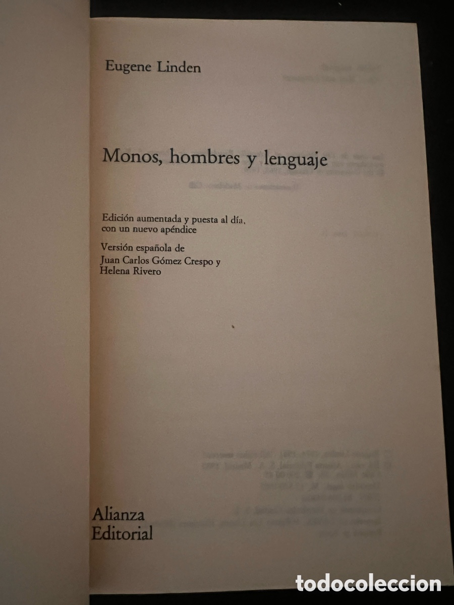 Libros de segunda mano: Monos, hombres y lenguaje. Eugene Linden. - Foto 3