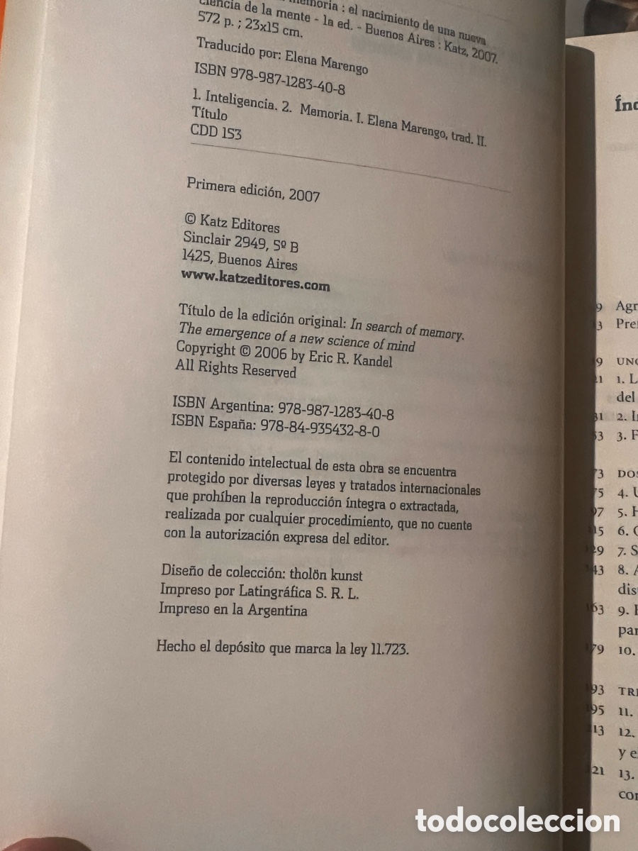 Libros de segunda mano: En busca de la memoria . Eric R. Kandel. - Foto 4