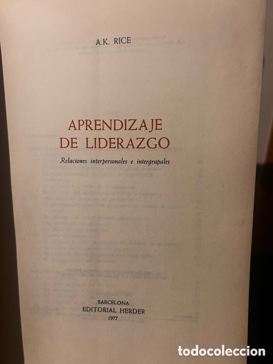 Libros de segunda mano: Aprendizaje de liderazgo. A.K. Rice. - Foto 2