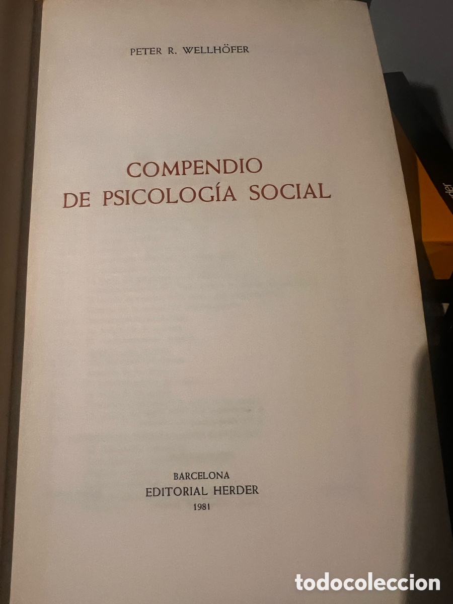 Libros de segunda mano: Compendio de Psicolog&iacute;a Social. Peter Wellhofer - Foto 2