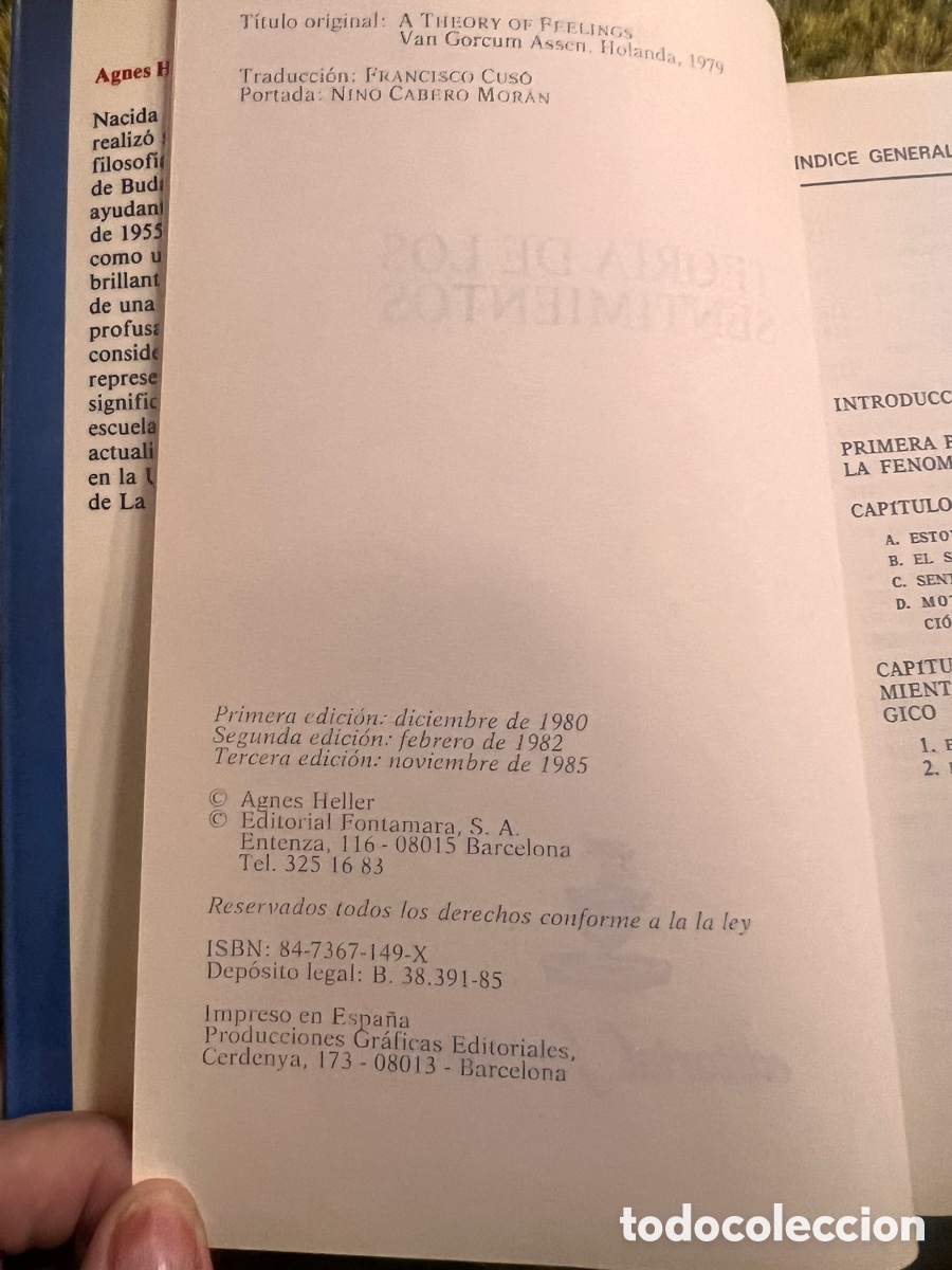 Libros de segunda mano: Teor&iacute;a de los sentimientos. Agnes Heller. - Foto 4