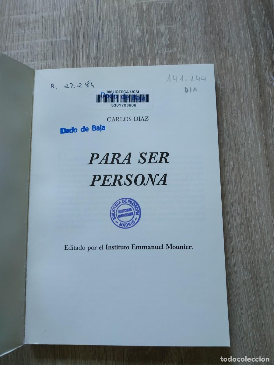Libros de segunda mano: Para ser persona - Carlos D&iacute;az - Foto 4