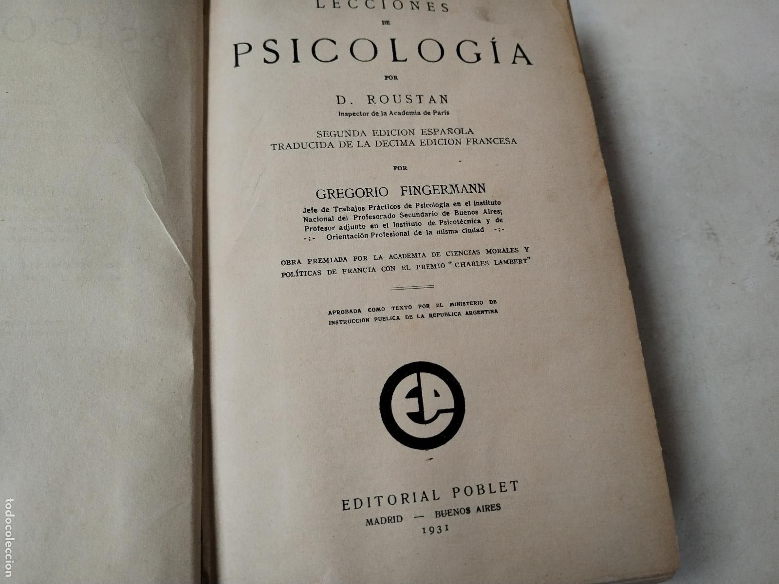 Libros de segunda mano: roustan psicologia 1931 - c172 - Foto 3