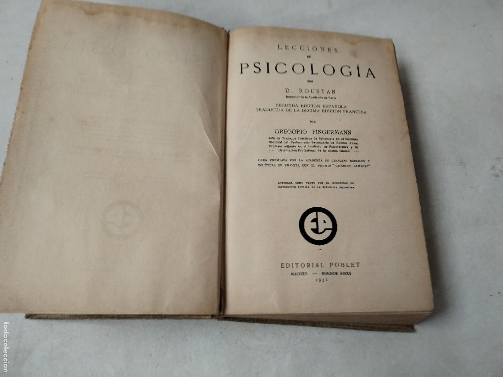 Libros de segunda mano: roustan psicologia 1931 - c172 - Foto 4