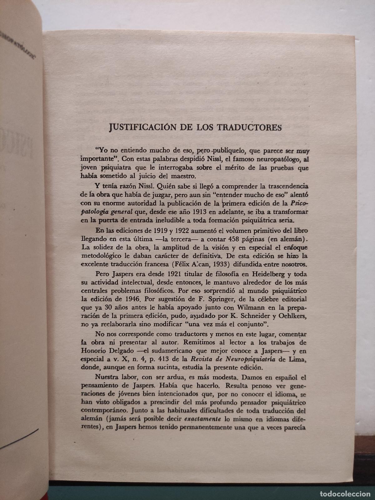 Libros de segunda mano: PSICOPATOLOGIA GENERAL - KARL JASPERS - Foto 4