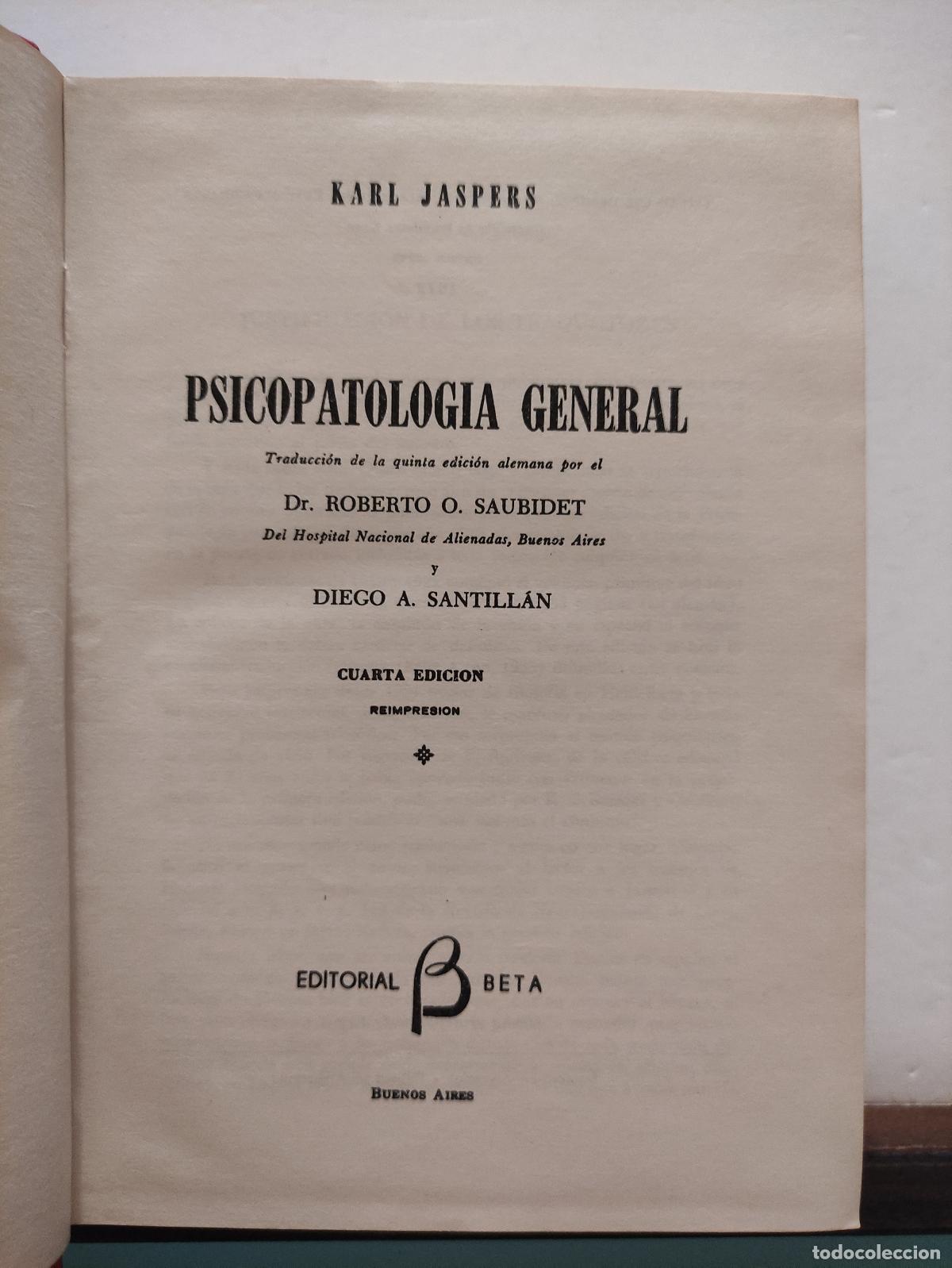 Libros de segunda mano: PSICOPATOLOGIA GENERAL - KARL JASPERS - Foto 1