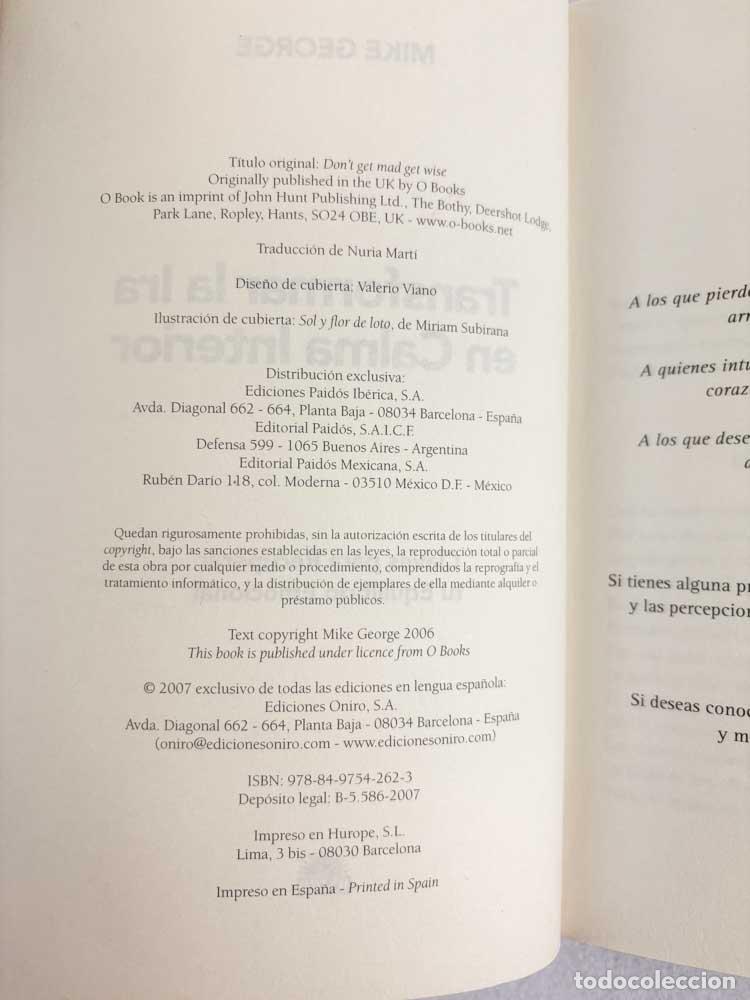 Libros de segunda mano: Transformar la ira en calma interior - Mike George - Foto 5