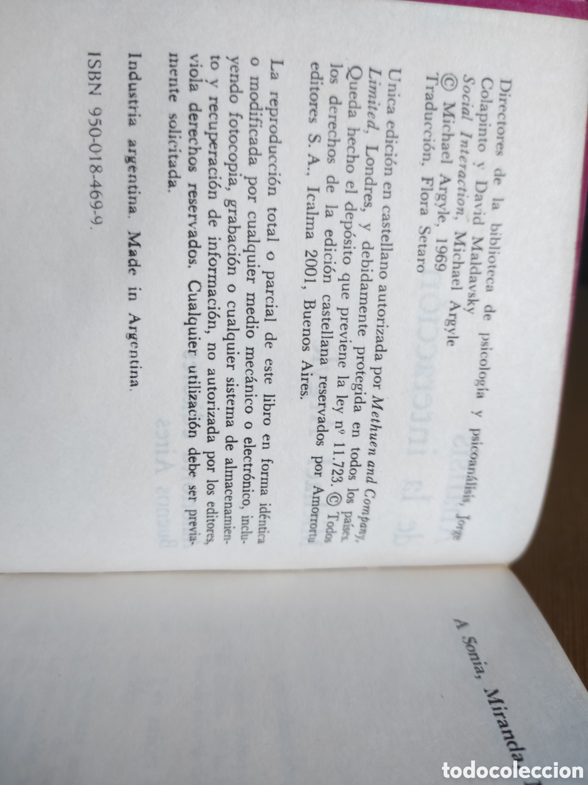 Libros de segunda mano: An&aacute;lisis de la interacci&oacute;n. Michael Argyle - Foto 3